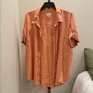 American Eagle Outfitters Women's Peach Button Down Shirt